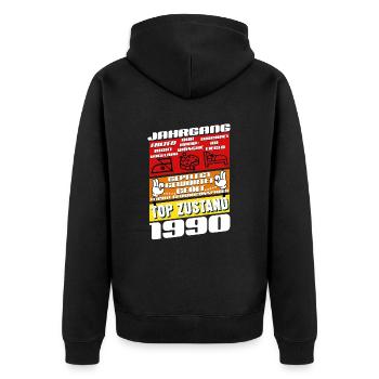 35 ans Millésime 1990 Anniversaire - Veste à capuche bio Premium Unisexe - noir - Dos - Nico (187cm)