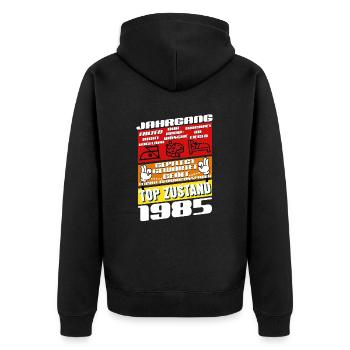 40 Year Old Vintage 1985 Birthday - Unisex Premium Organic Zip Hoodie - black - Back - Nico (187cm)