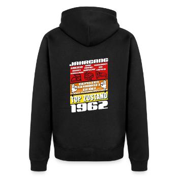 63 ans Né en 1962 Anniversaire - Veste à capuche bio Premium Unisexe - noir - Dos - Nico (187cm)