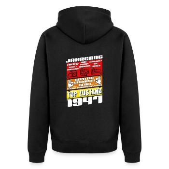 78 ans millésime 1947 anniversaire - Veste à capuche bio Premium Unisexe - noir - Dos - Nico (187cm)