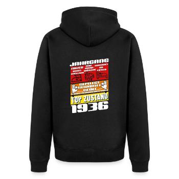 89 ans millésime 1936 anniversaire - Veste à capuche bio Premium Unisexe - noir - Dos - Nico (187cm)