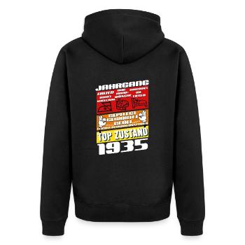 90 Years Old Born 1935 Birthday - Unisex Premium Organic Zip Hoodie - black - Back - Nico (187cm)