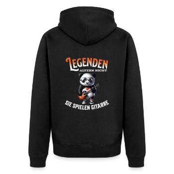 Legenden altern nicht sie gehen Gitarre - Unisex Premium Bio Zip Hoodie - Schwarz - Hinten - Nico (187cm)
