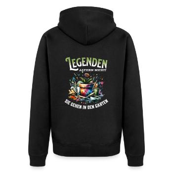 Legenden altern nicht sie gehen Garten - Unisex Premium Bio Zip Hoodie - Schwarz - Hinten - Nico (187cm)