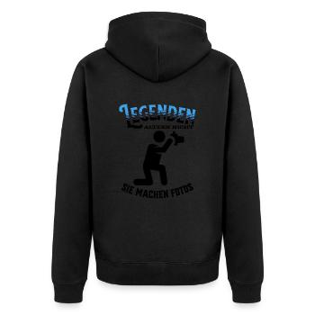 Legenden altern nicht sie gehen Fotos - Unisex Premium Bio Zip Hoodie - Schwarz - Hinten - Nico (187cm)