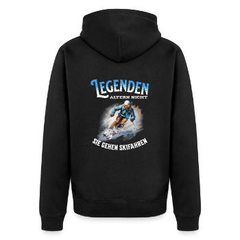 Legenden altern nicht sie gehen Skifahren - Unisex Premium Bio Zip Hoodie - Schwarz - Hinten - Nico (187cm)