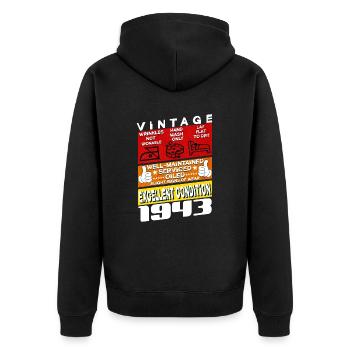 82 ans Millésime 1943 femmes & hommes Anniversaire - Veste à capuche bio Premium Unisexe - noir - Dos - Nico (187cm)