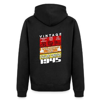 80 ans Millésime 1945 femmes & hommes Anniversaire - Veste à capuche bio Premium Unisexe - noir - Dos - Nico (187cm)