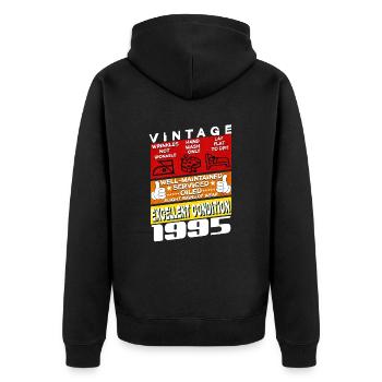 30 years old Vintage 1995 women & men Birthday - Unisex Premium Bio Zip Hoodie - Schwarz - Hinten - Nico (187cm)