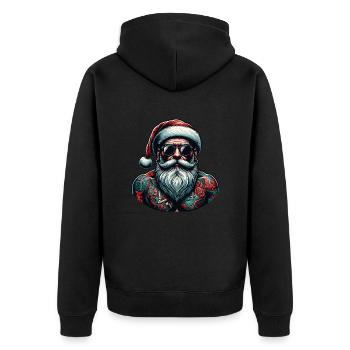 Tätowiert Weihnachtsmann inked Weihnachten - Unisex Premium Bio Zip Hoodie - Schwarz - Hinten - Nico (187cm)
