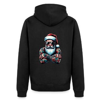 Tätowiert Weihnachtsmann inked Weihnachten - Unisex Premium Bio Zip Hoodie - Schwarz - Hinten - Nico (187cm)