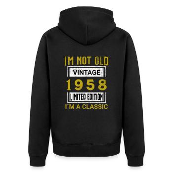 Birthday 67 years old I'm not old I ́m classic - Unisex Premium Organic Zip Hoodie - black - Back - Nico (187cm)