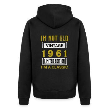 Birthday 64 years old I'm not old I ́m classic - Unisex Premium Organic Zip Hoodie - black - Back - Nico (187cm)