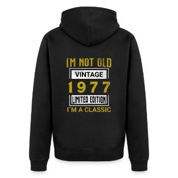 Birthday 48 years old I'm not old I ́m classic - Unisex Premium Organic Zip Hoodie - black - Back - Nico (187cm)