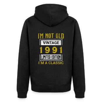 Birthday 34 years old I'm not old I ́m classic - Unisex Premium Organic Zip Hoodie - black - Back - Nico (187cm)