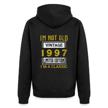 Birthday 28 years old I'm not old I ́m classic - Unisex Premium Organic Zip Hoodie - black - Back - Nico (187cm)