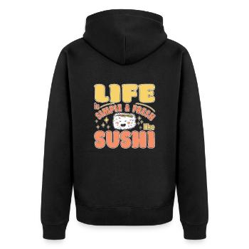 Japanese Food Lover LIfe Is Simple Like Sushi - Unisex Premium Organic Zip Hoodie - black - Back - Nico (187cm)
