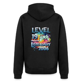 Level 19 Unlocked since 2006 Birthday - Unisex Premium Organic Zip Hoodie - black - Back - Nico (187cm)