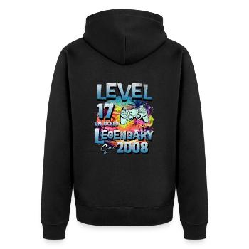 Level 17 Freigeschaltet seit 1982 Geburtstag - Unisex Premium Bio Zip Hoodie - Schwarz - Hinten - Nico (187cm)
