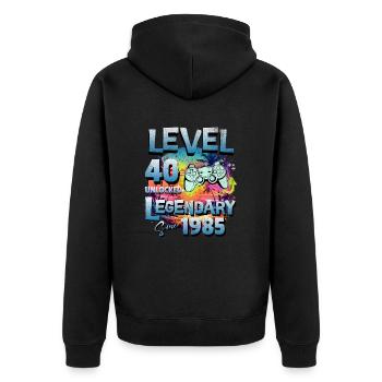 Level 40 Unlocked since 1982 Birthday - Unisex Premium Organic Zip Hoodie - black - Back - Nico (187cm)