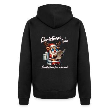 Weihnachtsmann Weihnachten Männer & Frauen - Unisex Premium Bio Zip Hoodie - Schwarz - Hinten - Nico (187cm)