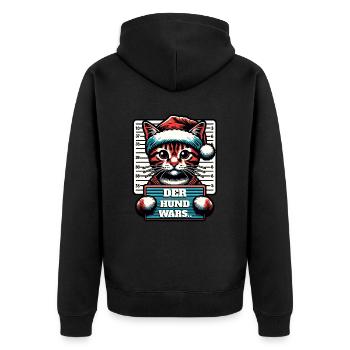 Weihnachtsmann lustiges Katzen Weihnachten - Unisex Premium Bio Zip Hoodie - Schwarz - Hinten - Nico (187cm)
