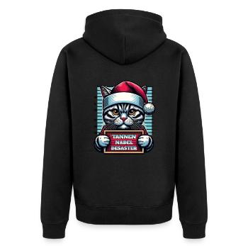 Weihnachtsmann lustiges Katzen Weihnachten - Unisex Premium Bio Zip Hoodie - Schwarz - Hinten - Nico (187cm)