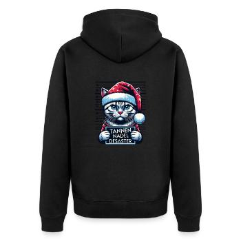 Weihnachtsmann lustiges Katzen Weihnachten - Unisex Premium Bio Zip Hoodie - Schwarz - Hinten - Nico (187cm)