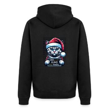 Weihnachtsmann lustiges Katzen Weihnachten - Unisex Premium Bio Zip Hoodie - Schwarz - Hinten - Nico (187cm)