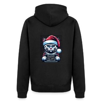 Weihnachtsmann lustiges Katzen Weihnachten - Unisex Premium Bio Zip Hoodie - Schwarz - Hinten - Nico (187cm)