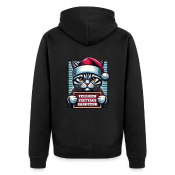 Weihnachtsmann lustiges Katzen Weihnachten - Unisex Premium Bio Zip Hoodie - Schwarz - Hinten - Nico (187cm)