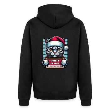 Père Noël Noël Drôle de chats Mugshot - Veste à capuche bio Premium Unisexe - noir - Dos - Nico (187cm)