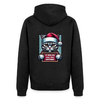 Père Noël Noël Drôle de chats Mugshot - Veste à capuche bio Premium Unisexe - noir - Dos - Nico (187cm)