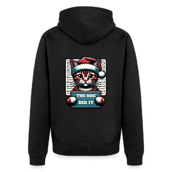 Père Noël Noël Drôle de chats Mugshot - Veste à capuche bio Premium Unisexe - noir - Dos - Nico (187cm)