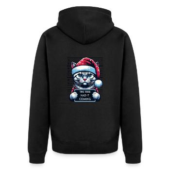 Père Noël Noël Drôle de chats Mugshot - Veste à capuche bio Premium Unisexe - noir - Dos - Nico (187cm)