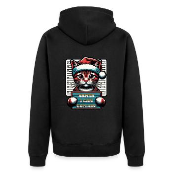 Père Noël Noël Drôle de chats Mugshot - Veste à capuche bio Premium Unisexe - noir - Dos - Nico (187cm)