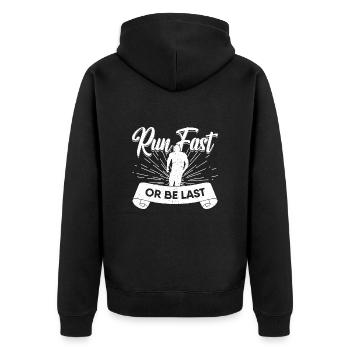 Cadeau de marathonien Courez vite ou soyez le dernier à courir - Veste à capuche bio Premium Unisexe - noir - Dos - Nico (187cm)