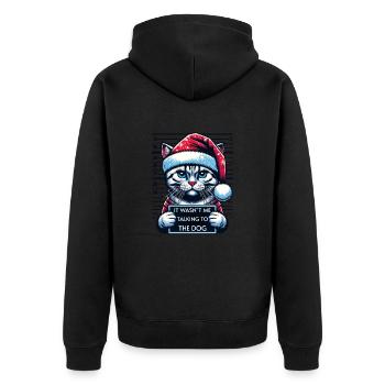 Père Noël Noël Drôle de chats Mugshot - Veste à capuche bio Premium Unisexe - noir - Dos - Nico (187cm)