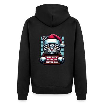Père Noël Noël Drôle de chats Mugshot - Veste à capuche bio Premium Unisexe - noir - Dos - Nico (187cm)