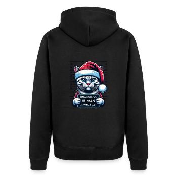 Père Noël Noël Drôle de chats Mugshot - Veste à capuche bio Premium Unisexe - noir - Dos - Nico (187cm)
