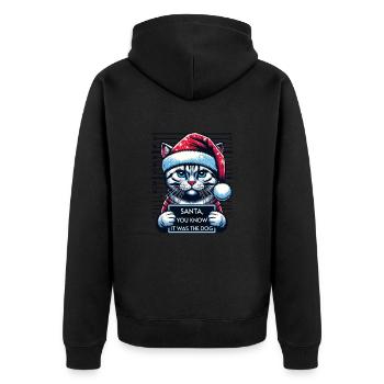 Père Noël Noël Drôle de chats Mugshot - Veste à capuche bio Premium Unisexe - noir - Dos - Nico (187cm)