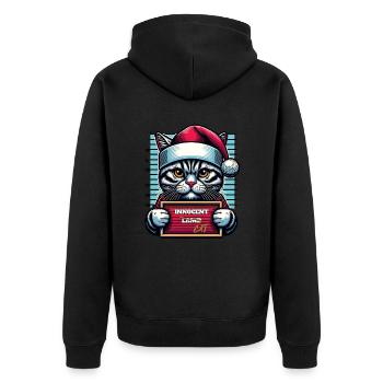 Père Noël Noël Drôle de chats Mugshot - Veste à capuche bio Premium Unisexe - noir - Dos - Nico (187cm)