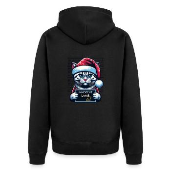 Père Noël Noël Drôle de chats Mugshot - Veste à capuche bio Premium Unisexe - noir - Dos - Nico (187cm)