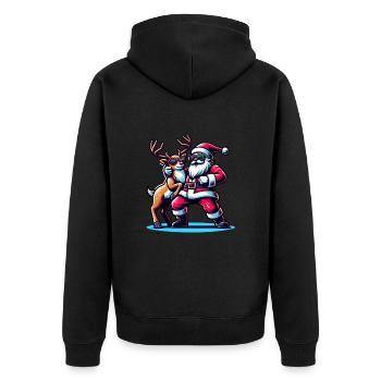 Santa Claus is dancing on xmas Christmas funny - Unisex Premium Bio Zip Hoodie - Schwarz - Hinten - Nico (187cm)