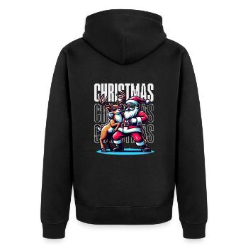 Santa Claus is dancing on xmas Christmas funny - Unisex Premium Bio Zip Hoodie - Schwarz - Hinten - Nico (187cm)