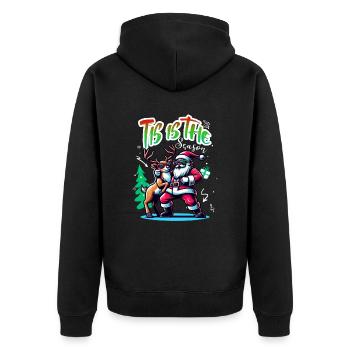 Santa Claus is dancing on xmas Christmas funny - Unisex Premium Bio Zip Hoodie - Schwarz - Hinten - Nico (187cm)