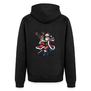 Santa Claus is dancing on xmas Christmas funny - Unisex Premium Bio Zip Hoodie - Schwarz - Hinten - Nico (187cm)