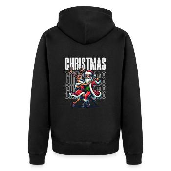 Santa Claus is dancing on xmas Christmas funny - Unisex Premium Bio Zip Hoodie - Schwarz - Hinten - Nico (187cm)