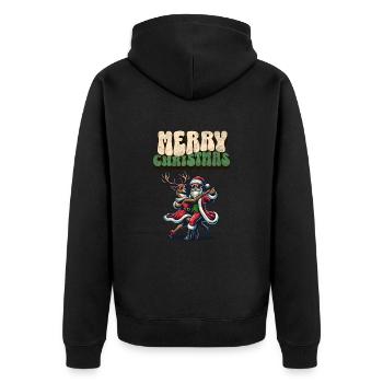Santa Claus is dancing on xmas Christmas funny - Unisex Premium Bio Zip Hoodie - Schwarz - Hinten - Nico (187cm)