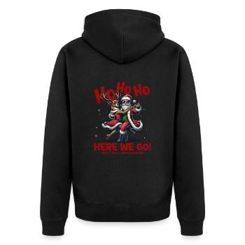 Santa Claus is dancing on xmas Christmas funny - Unisex Premium Bio Zip Hoodie - Schwarz - Hinten - Nico (187cm)